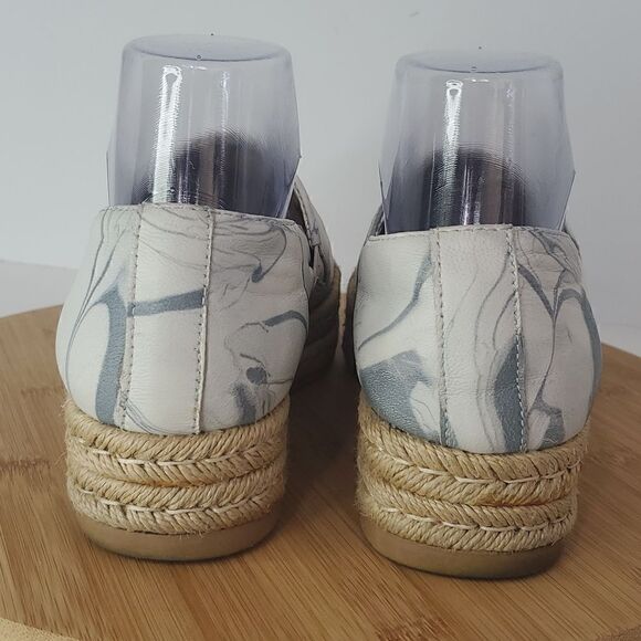 Naturalizer Thea Blue Marble Leather Espadrille Platform Shoes Size 7W - Picture 5 of 10